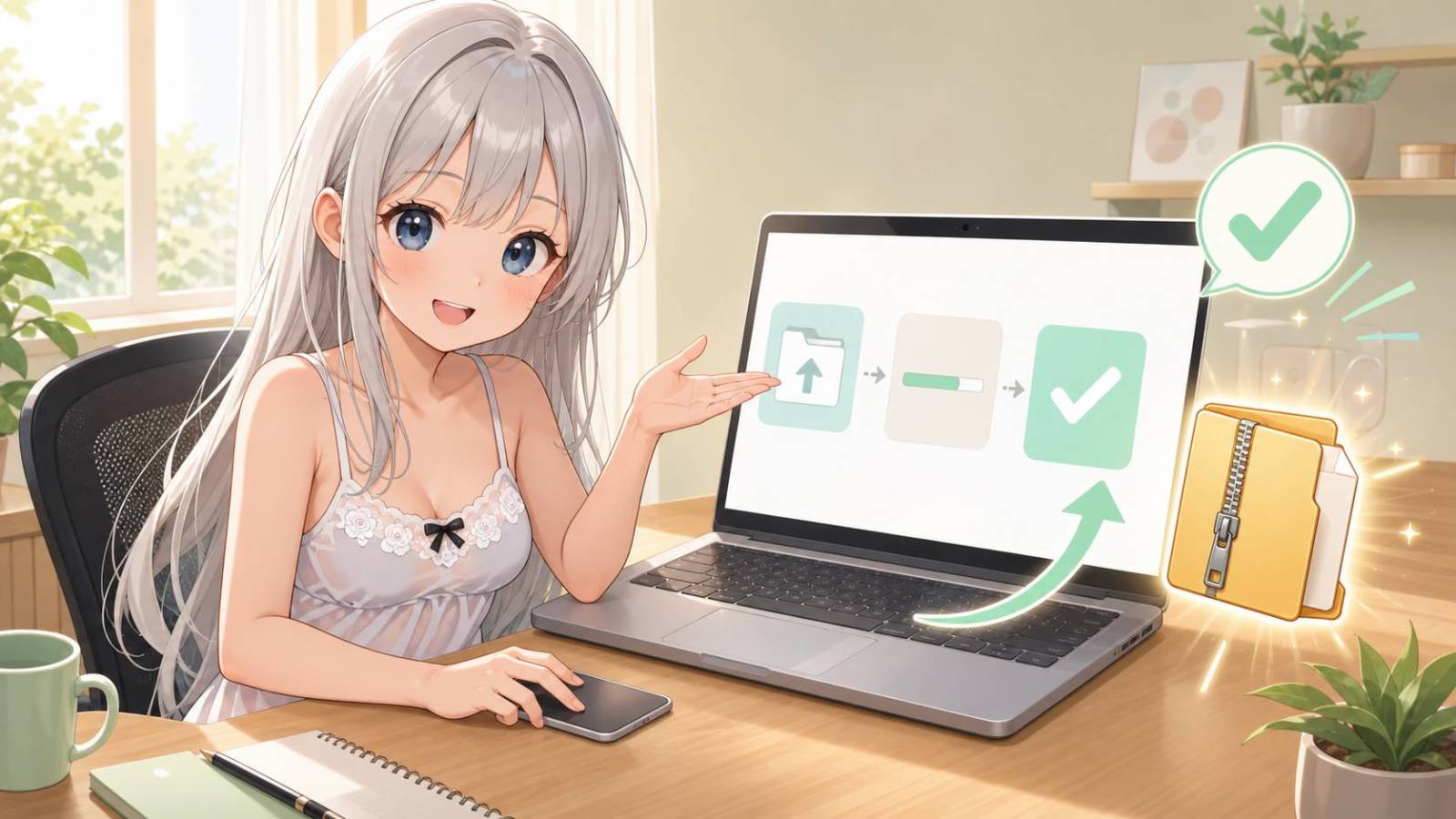 Admin View Transitions OffをWordPress管理画面からアップロードして有効化する流れのイメージ